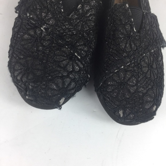 Toms Black Lace Toddler 9 Shoes Girls - Picture 3 of 6